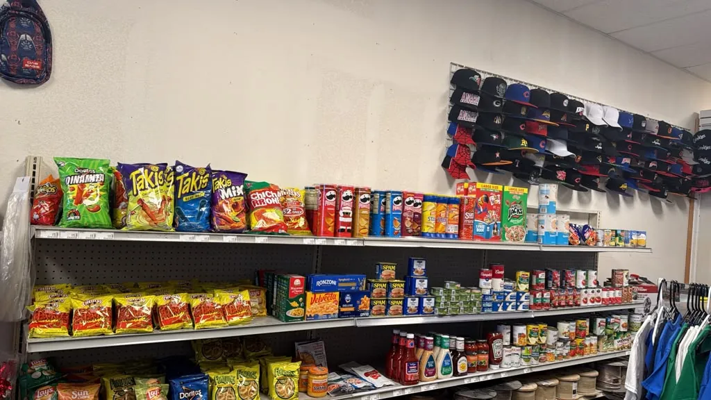Chips and snacks on the shelves